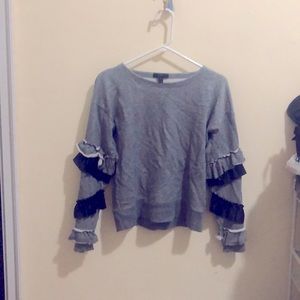 Grey Jcrew Sweatshirt with ruffle sleeves